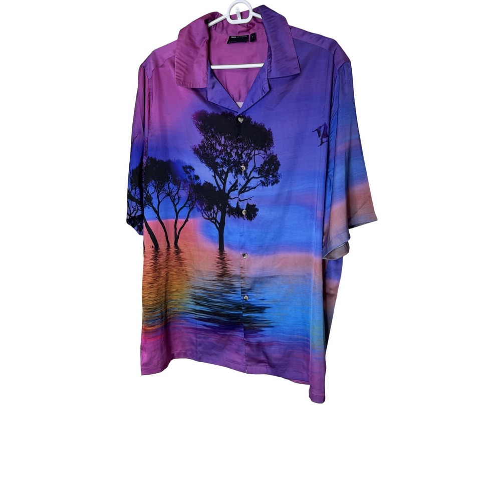 ASOS DESIGN Shirt Mens Medium‎ Multicolor Sunset Beach Print Button Up Tropical